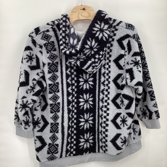 Tommy Hilfiger Open-Front Sherpa Jacket Women's 1X Fair Isle Powder Blue/Navy - Picture 3 of 5